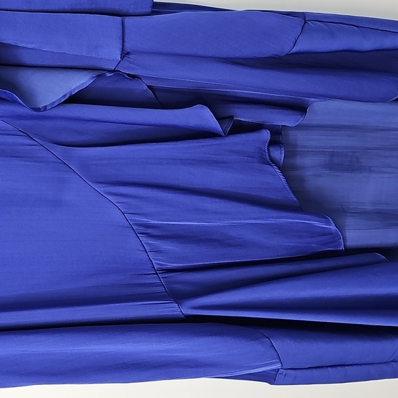 Anthropologie Elegant Blue Silky Wrap Skirt Asymmetrical Ruffle Hem Peasant - Picture 10 of 16